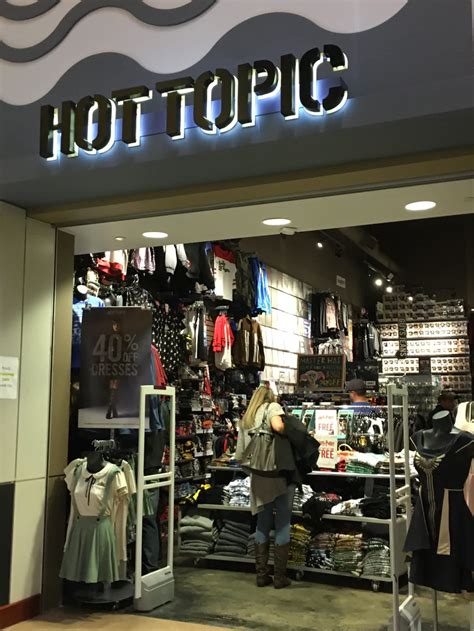 Hot.topic near me - Davenport , IA 52806 US. 563.386.3654. Mon - Sat10:00AM - 8:00PM. Sun12:00PM - 6:00PM. Get directions. Graphic tees? Band shirts? Anime merchandise? If you’re on the hunt for pop-culture-approved merch, apparel, goods, gifts, and more, look no further than Hot Topic–Northpark Mall.